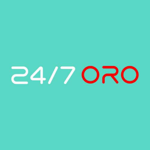 Banner promoting the 247ORO mobile app for Android and iOS
